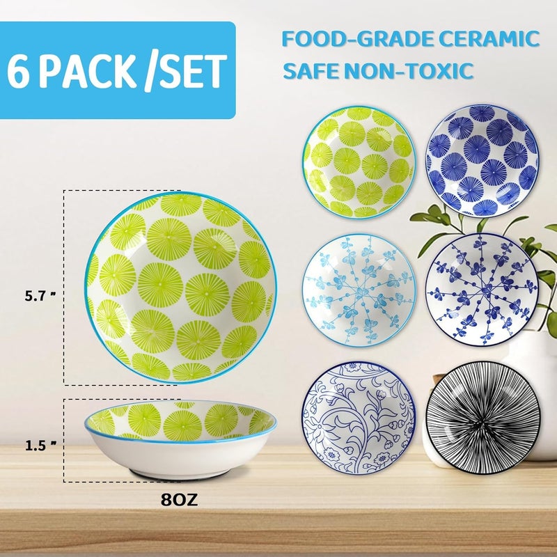 HAPPY KIT Ceramic Cat Bowls with Non-Slip Silicone Bottom,Prevent Whisker Fatigue,Reduce Mess,Wide Cat Bowls for Indoor Cats,6 Colorful Set for Daily Feeding Gift Choice (Classic) - Image 2